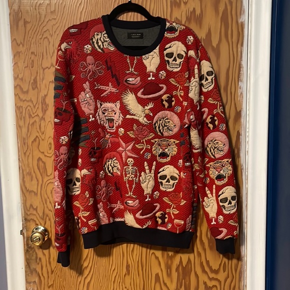 Zara skull sweater, red - Picture 1 of 2